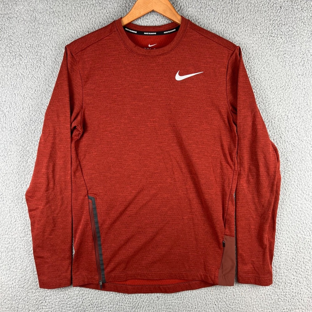 Nike Mens Small Therma Sphere Long‎ Sleeve Running Shirt Burnt Orange 930240-250